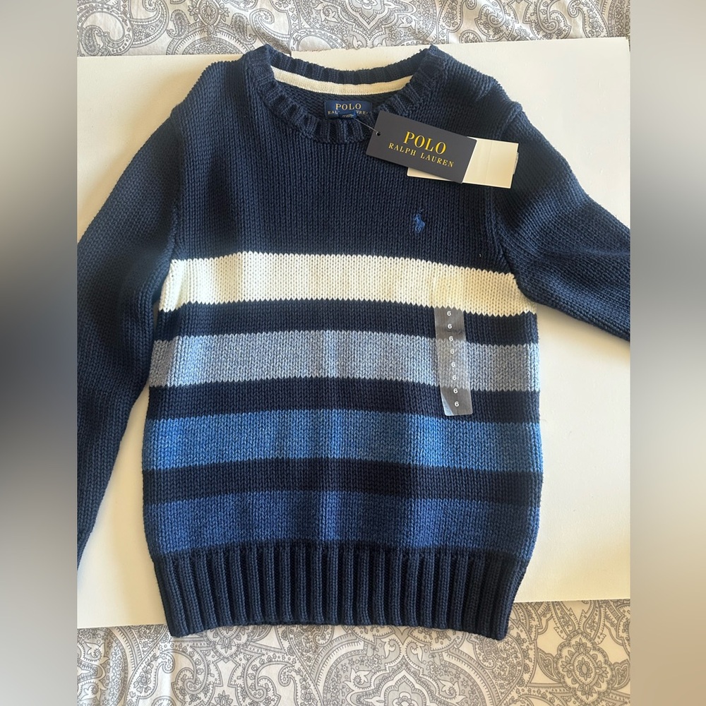 Polo by Ralph Lauren Navy and Blue Striped Sweater
